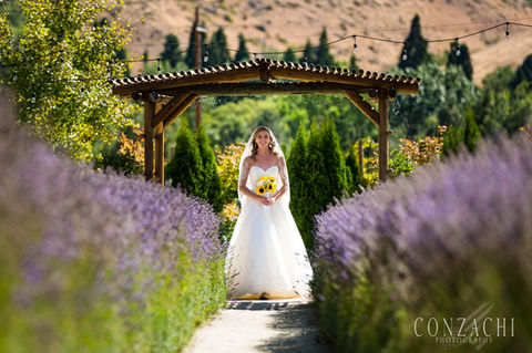 An evening wedding scene at Lavender Ridge